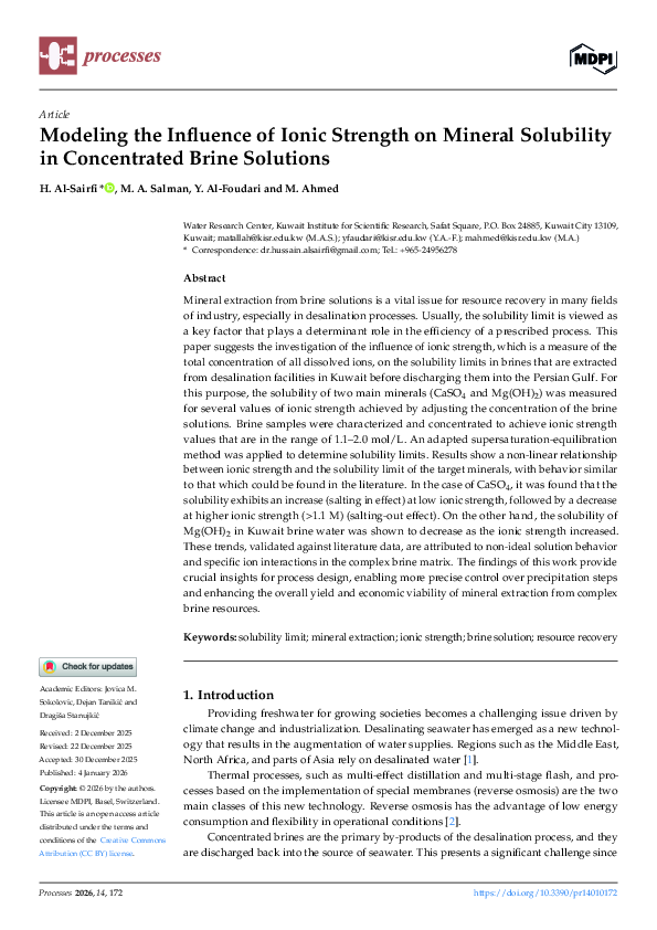 (PDF) Modeling the Influence of Ionic Strength on Mineral Solubility in ...