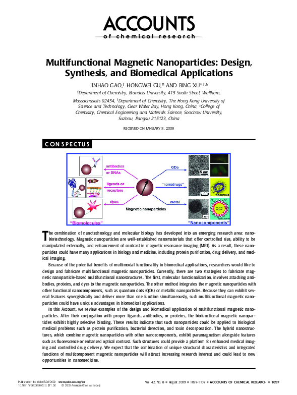 (PDF) Multifunctional Magnetic Nanoparticles: Design, Synthesis, and ...