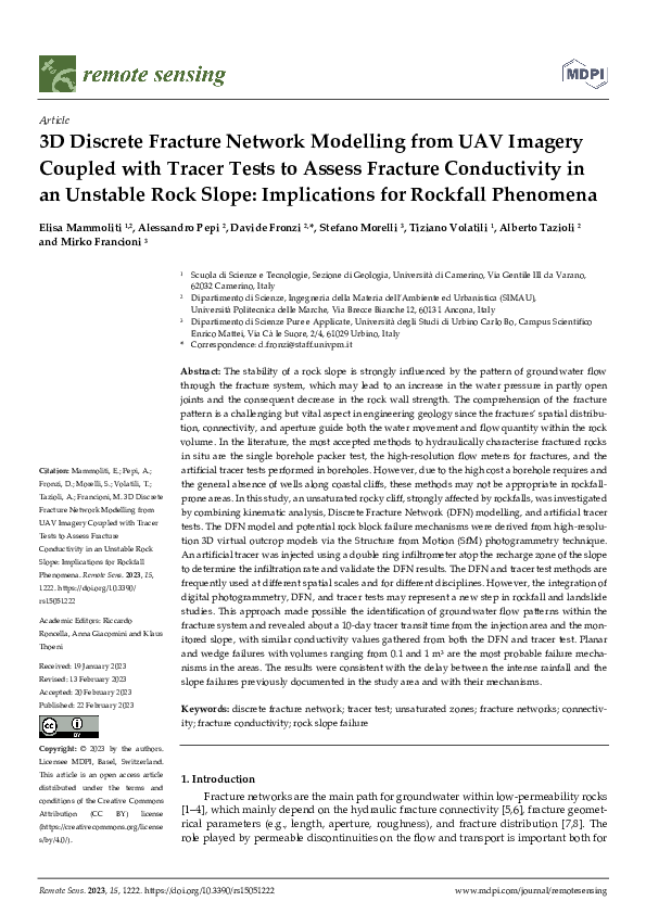 (PDF) 3D Discrete Fracture Network Modelling from UAV Imagery Coupled ...