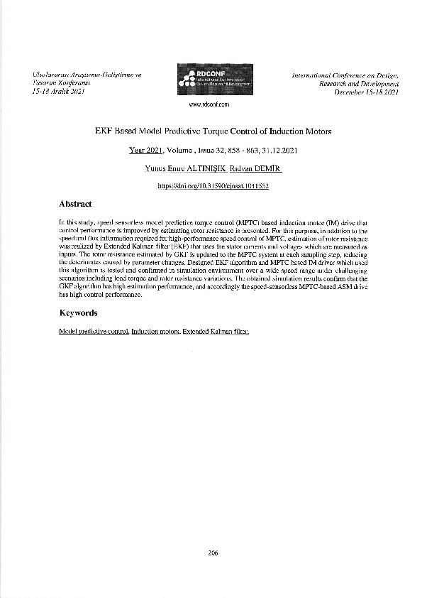 (PDF) EKF Based Model Predictive Torque Control of Induction Motors