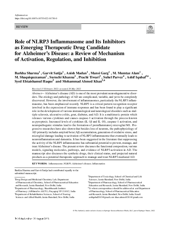 (PDF) Role of NLRP3 Inflammasome and Its Inhibitors as Emerging ...