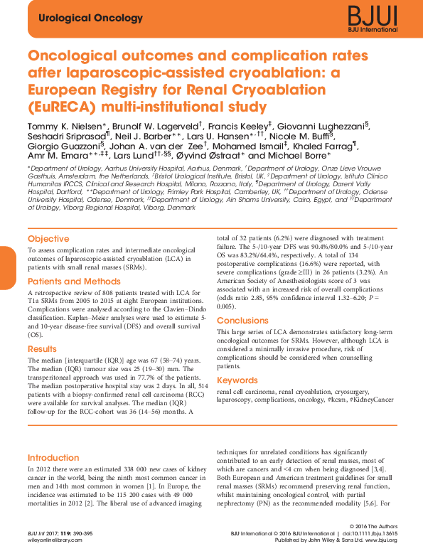 (PDF) Oncologic outcomes and complication rates after laparoscopic ...