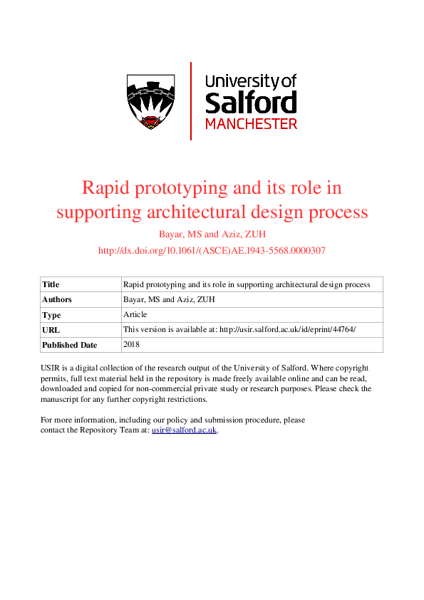 (PDF) Rapid Prototyping and Its Role in Supporting Architectural Design ...
