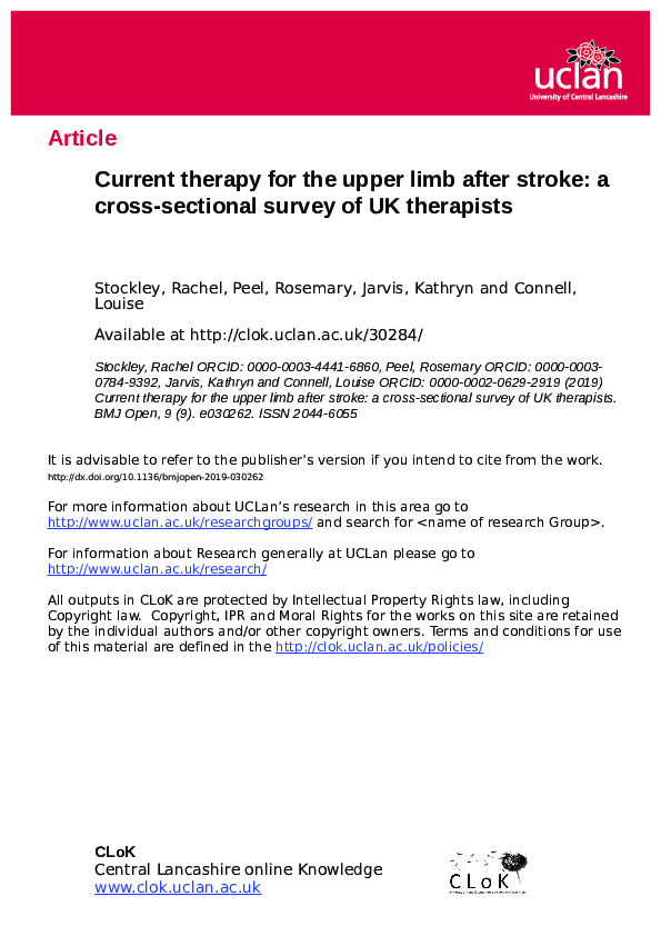 (PDF) Current therapy for the upper limb after stroke: a cross ...
