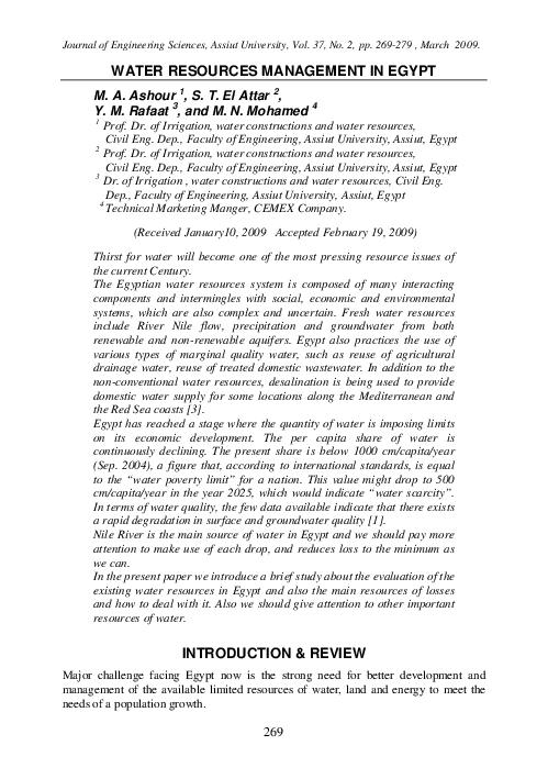 (PDF) Water Resources Management in Egypt