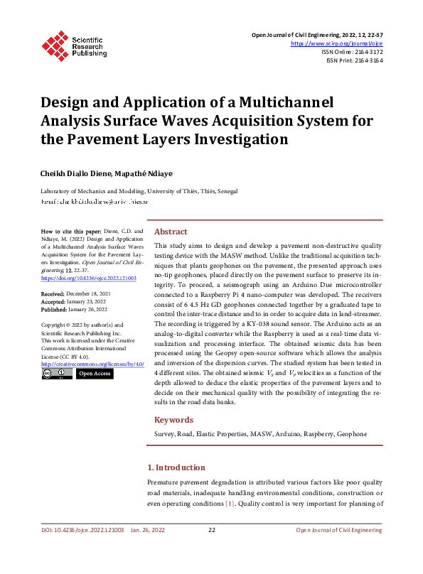 (PDF) Design and Application of a Multichannel Analysis Surface Waves ...