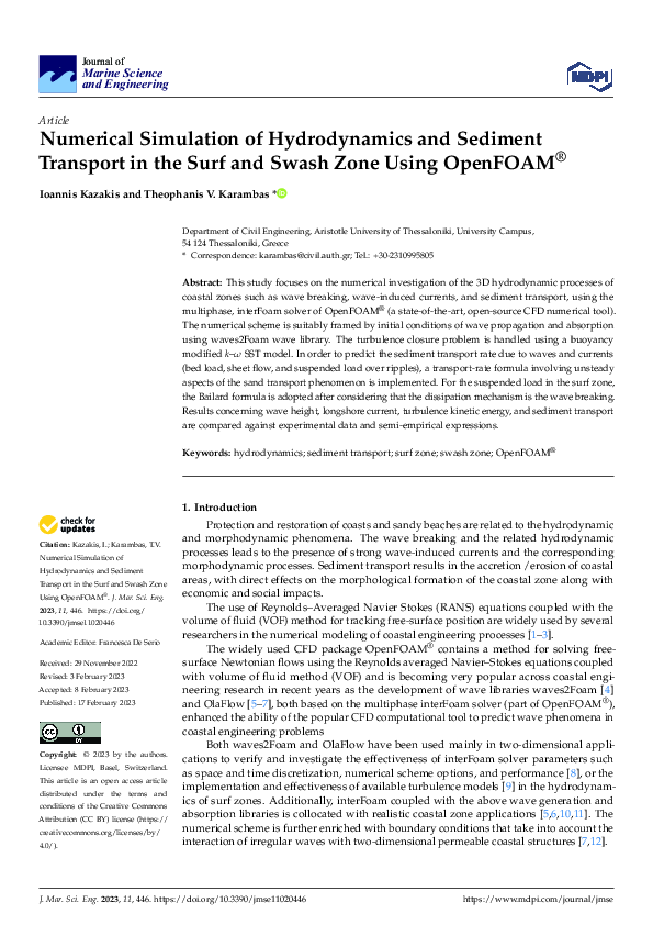 (PDF) Numerical Simulation of Hydrodynamics and Sediment Transport in ...