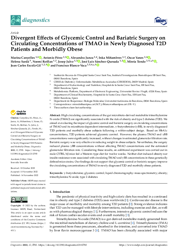 (PDF) Divergent Effects of Glycemic Control and Bariatric Surgery on ...