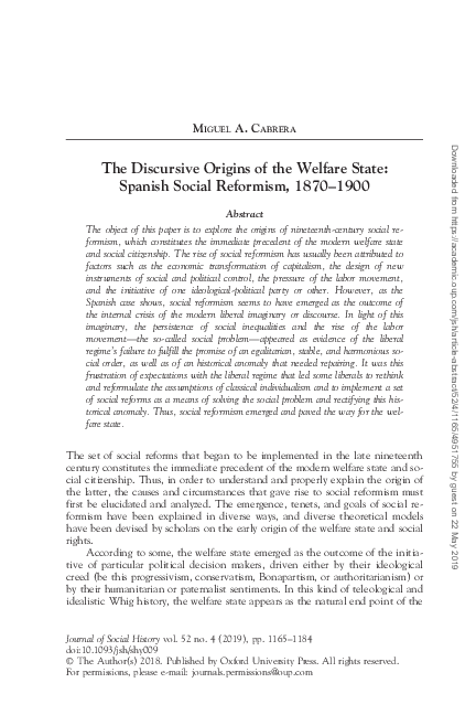 (PDF) Cabrera The Discursive Origins of the Welfare State 2019