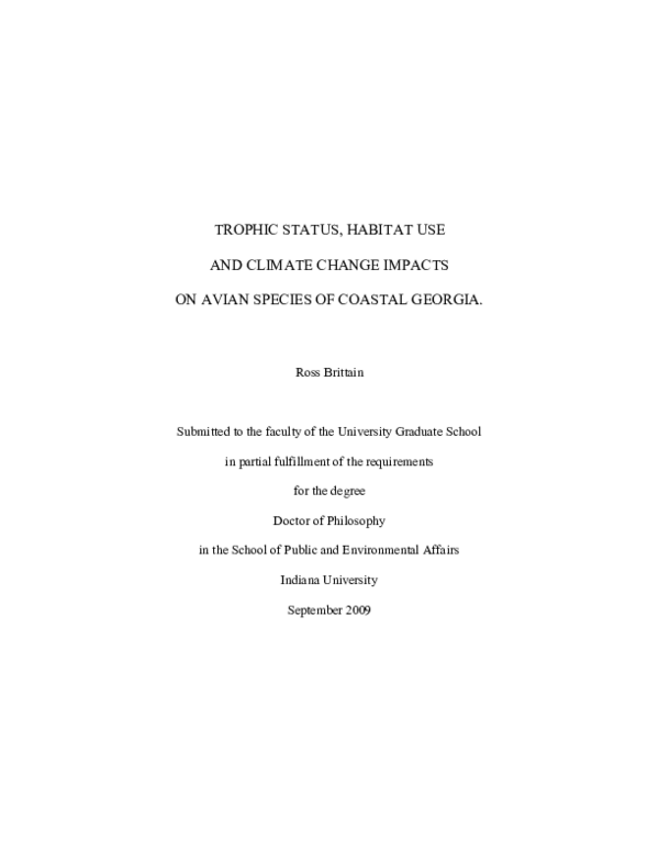 (PDF) Trophic status, habitat use and climate change impacts on avian ...