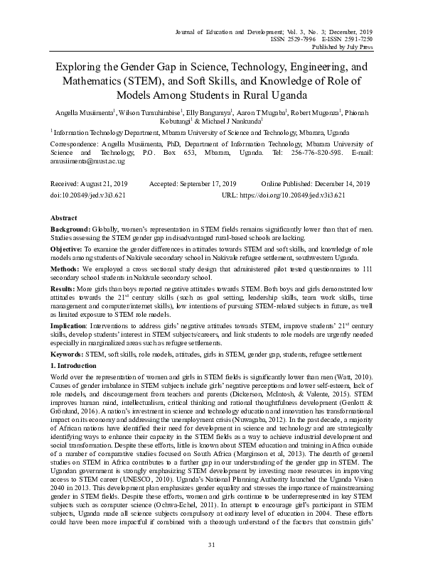 (PDF) Exploring the Gender Gap in Science, Technology, Engineering, and ...