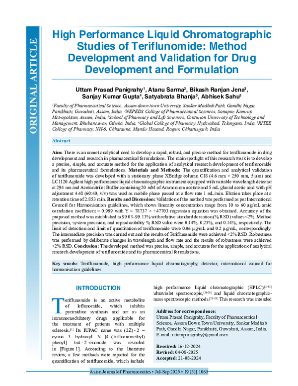 (PDF) High Performance Liquid Chromatographic Studies of Teriflunomide ...