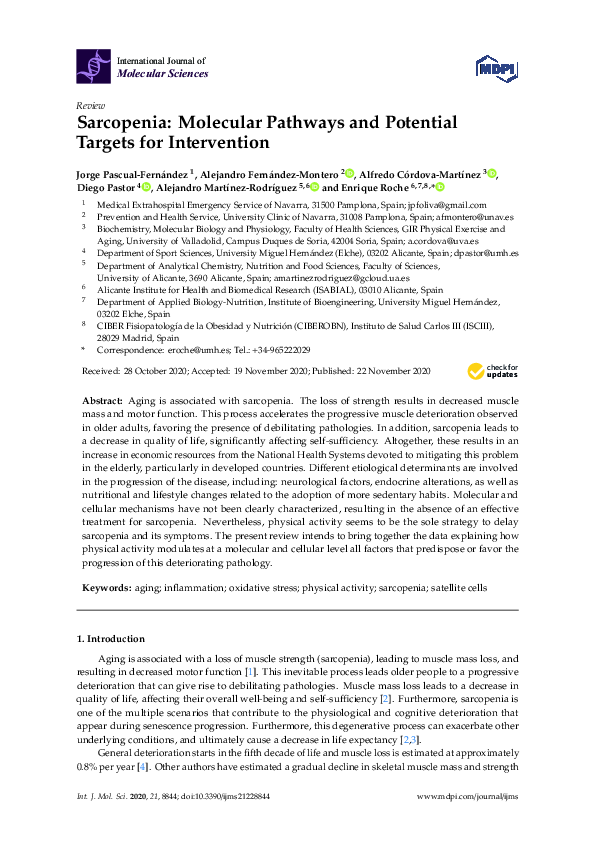 (PDF) Sarcopenia: Molecular Pathways and Potential Targets for Intervention