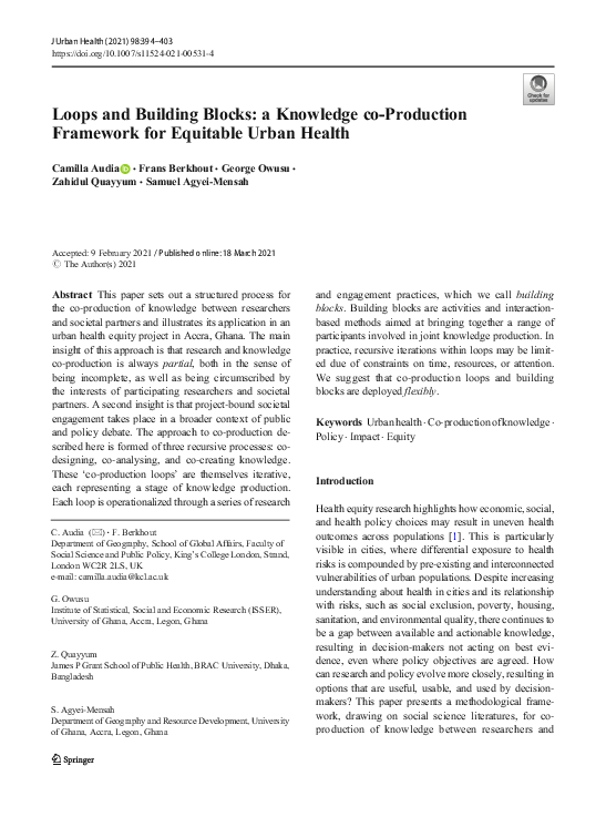 (PDF) Loops and Building Blocks: a Knowledge co-Production Framework ...