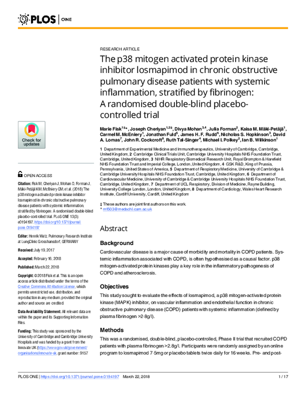 (PDF) The p38 mitogen activated protein kinase inhibitor losmapimod in ...