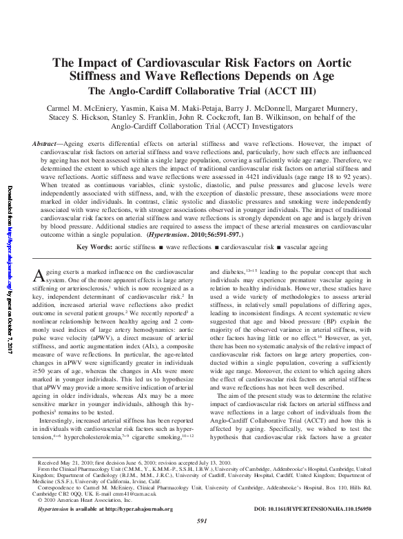 (PDF) The Impact of Cardiovascular Risk Factors on Aortic Stiffness and ...