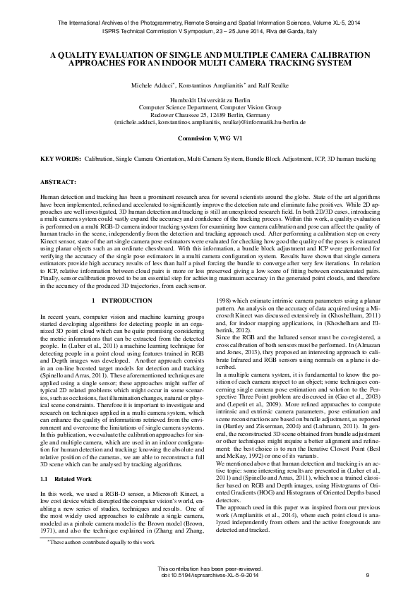 (PDF) A Quality Evaluation of Single and Multiple Camera Calibration ...