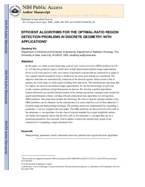 (PDF) Efficient Algorithms for the Optimal-Ratio Region Detection ...