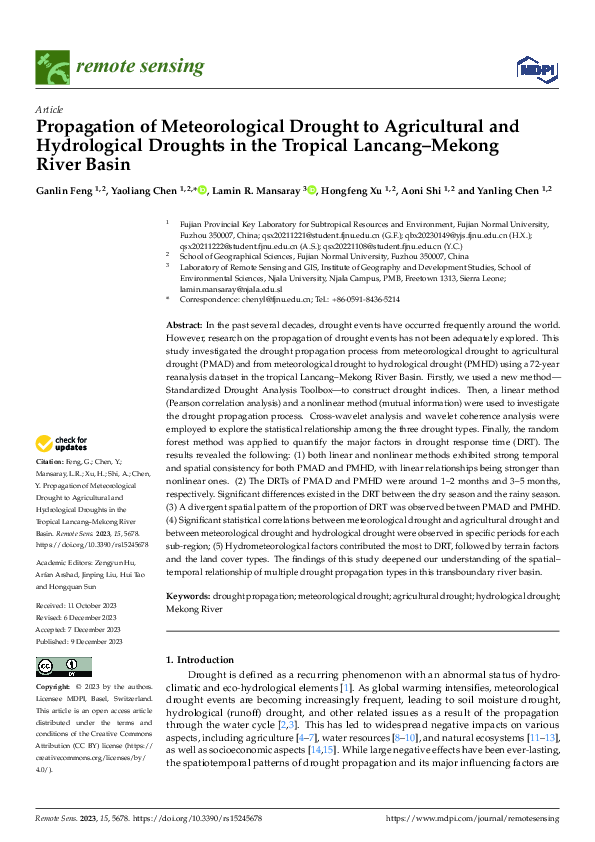 (PDF) Propagation of Meteorological Drought to Agricultural and ...
