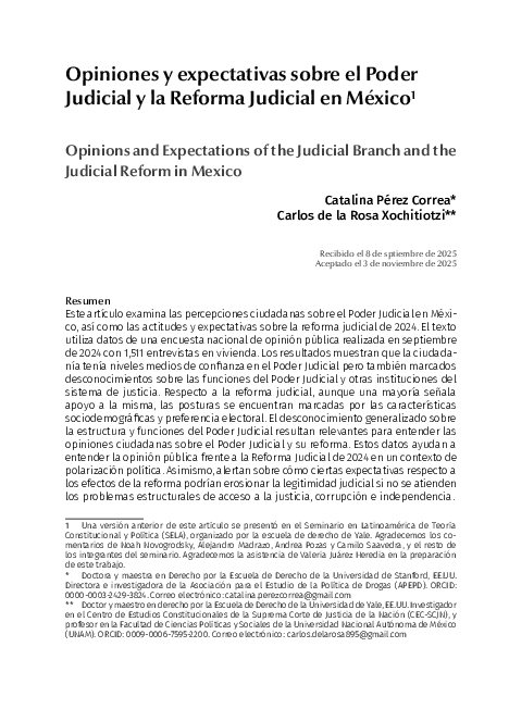 (PDF) Opiniones y expectativas sobre el Poder Judicial y la Reforma ...