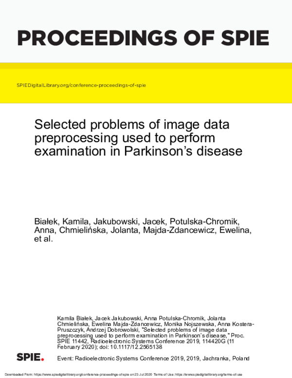 (PDF) Selected problems of image data preprocessing used to perform ...