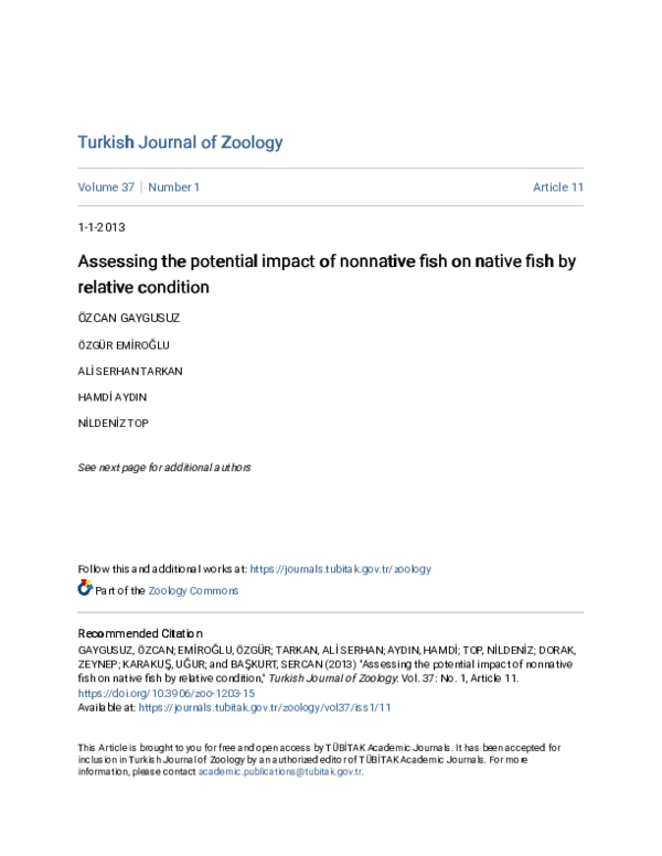 (PDF) Assessing the potential impact of nonnative fish on native fish ...