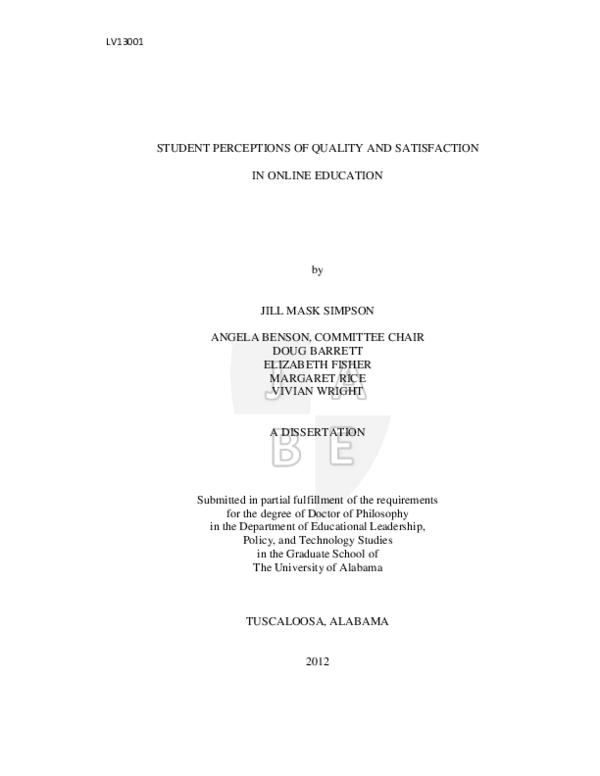 (PDF) Student perceptions of quality and satisfaction in online education