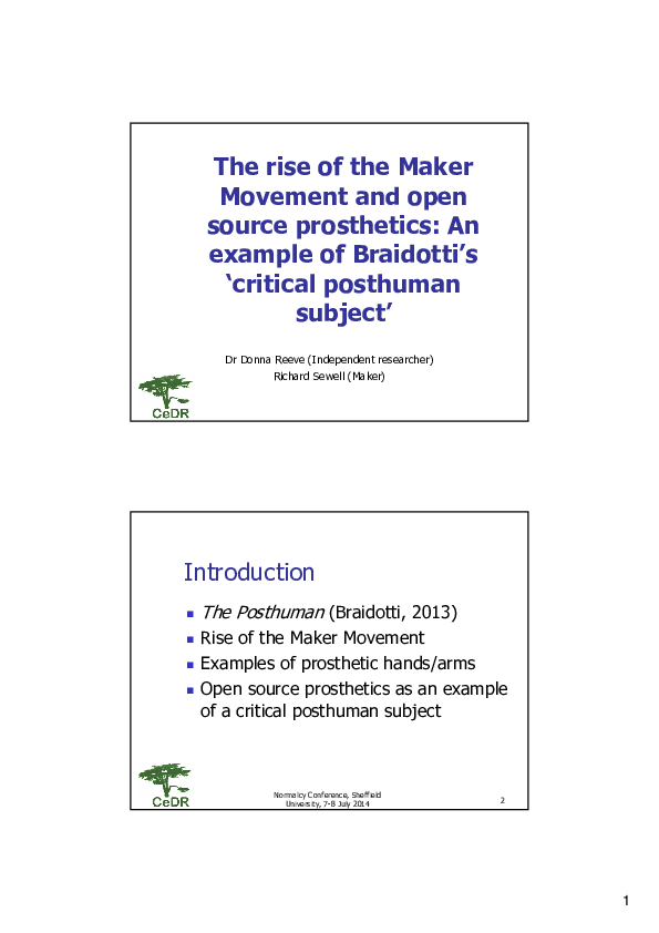 (PDF) The rise of the Maker Movement and open source prosthetics: An ...