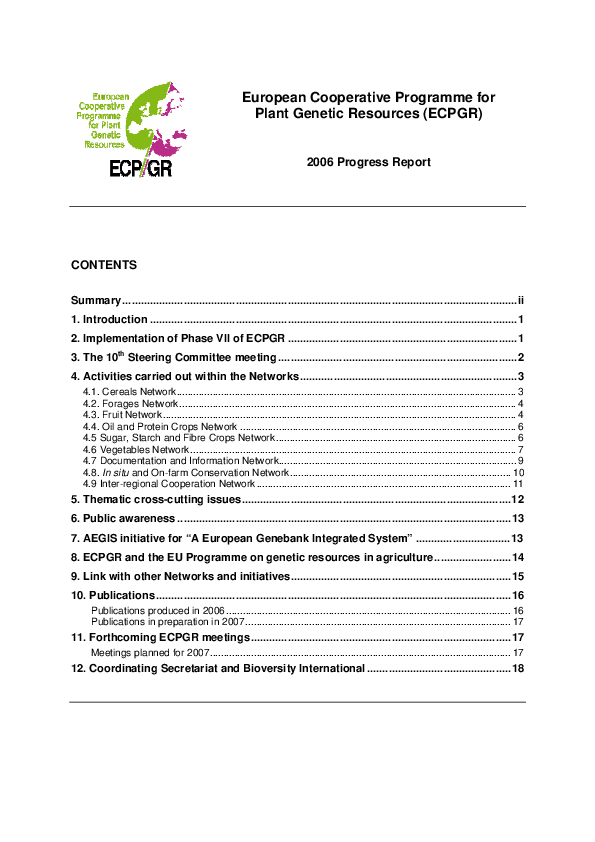 (PDF) In progress activities of the Brassica Working Group of the ...