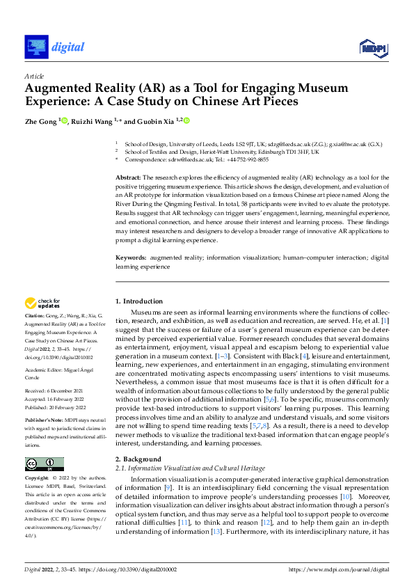 (PDF) Augmented Reality (AR) as a Tool for Engaging Museum Experience ...