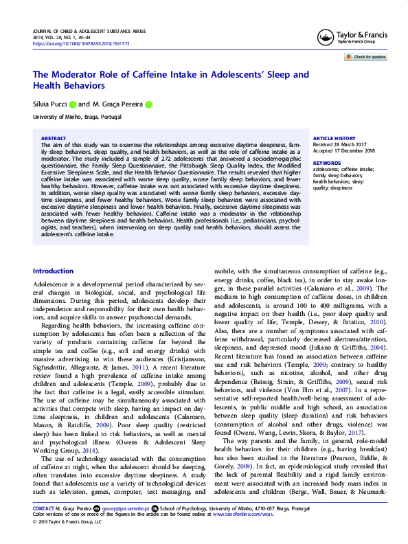 (PDF) The Moderator Role of Caffeine Intake in Adolescents’ Sleep and ...