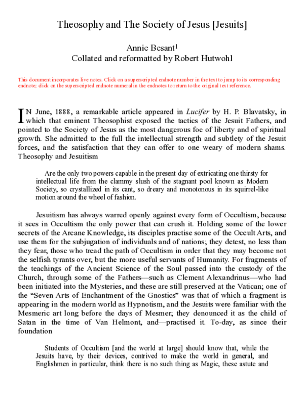 (PDF) Theosophy and The Society of Jesus [Jesuits] by Annie Besant