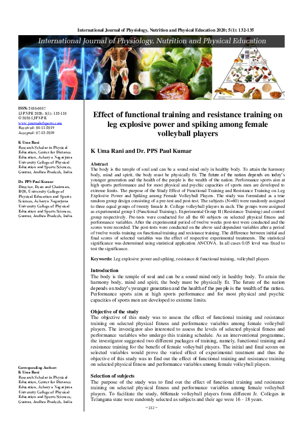 (PDF) Effect of functional training and resistance training on leg ...