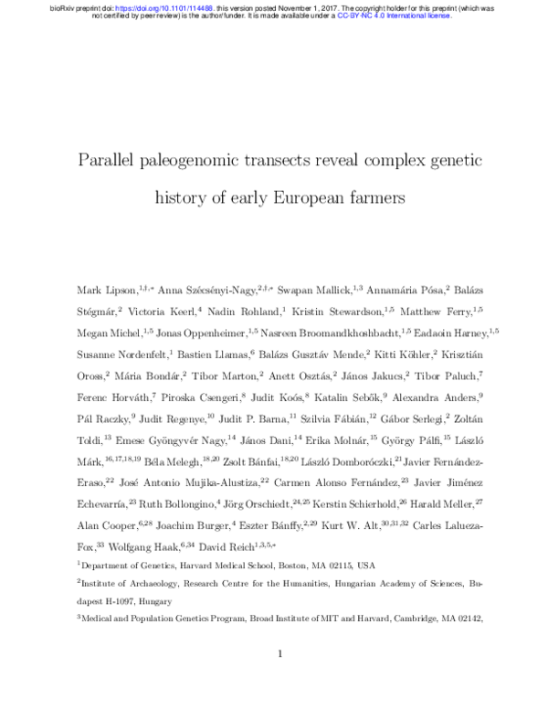 (PDF) Parallel paleogenomic transects reveal complex genetic history of ...