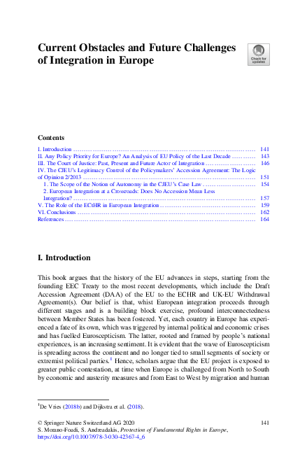(PDF) Current Obstacles and Future Challenges of Integration in Europe