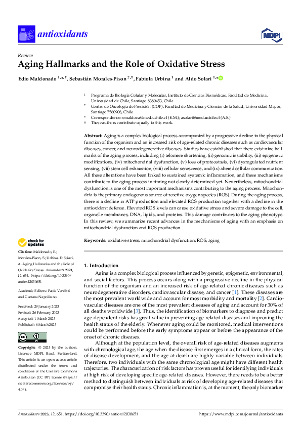 (PDF) Aging Hallmarks and the Role of Oxidative Stress