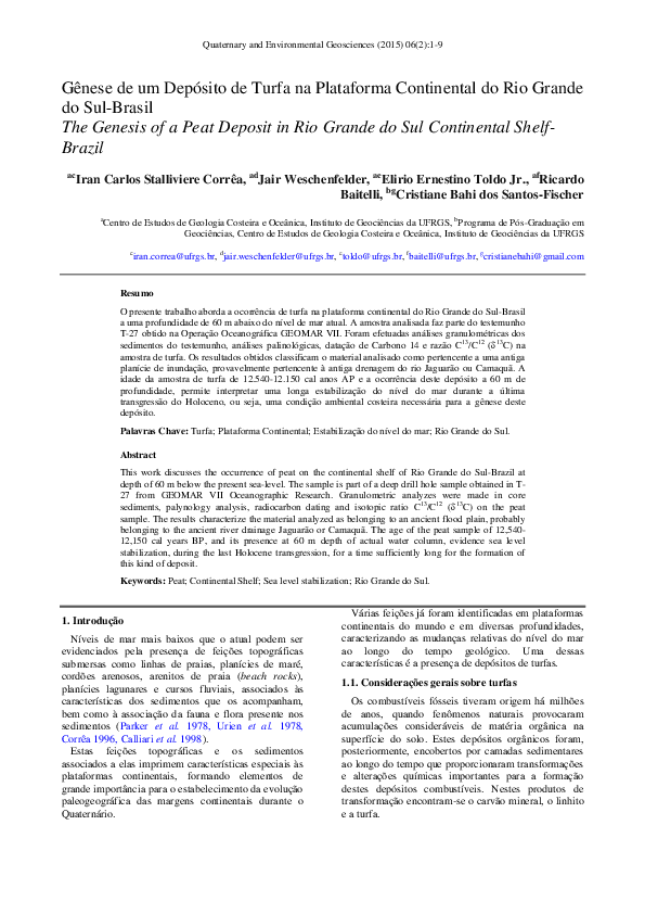 (PDF) Gênese de um Depósito de Turfa na Plataforma Continental do Rio ...
