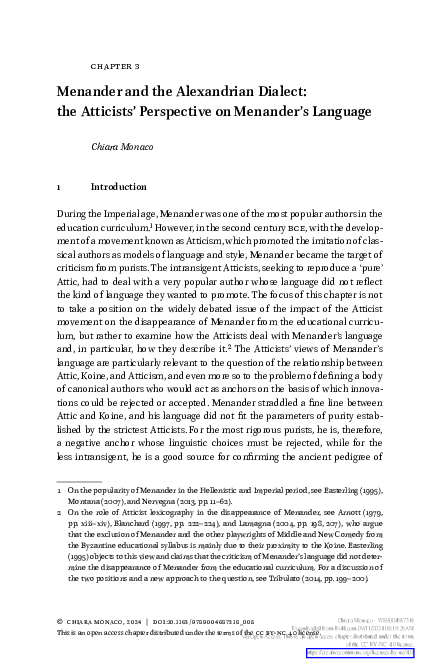 (PDF) Menander and the Alexandrian dialect: the Atticists’ perspective ...