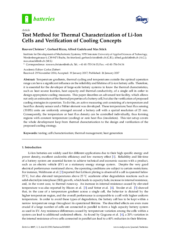 (PDF) Test Method for Thermal Characterization of Li-Ion Cells and ...