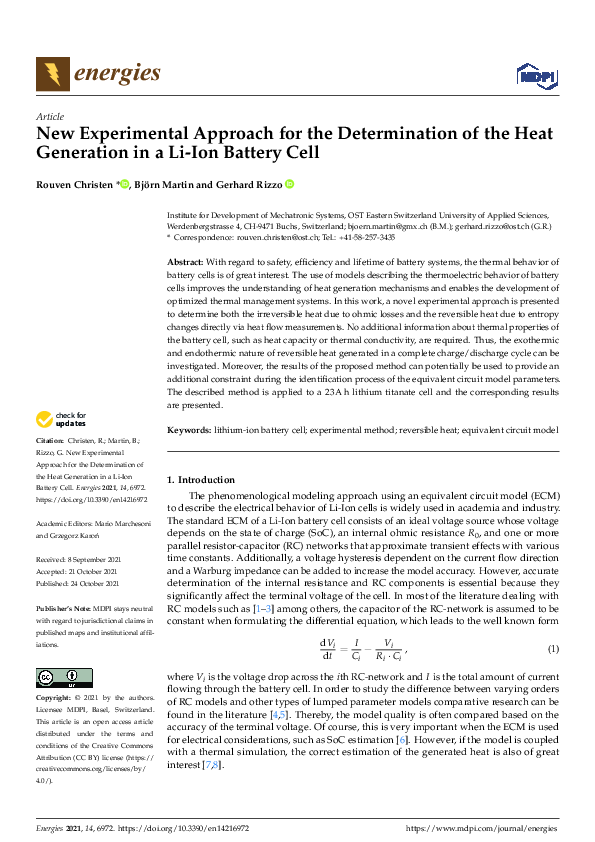 (PDF) New Experimental Approach for the Determination of the Heat ...