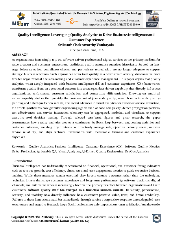 (PDF) Quality Intelligence: Leveraging Quality Analytics to Drive ...