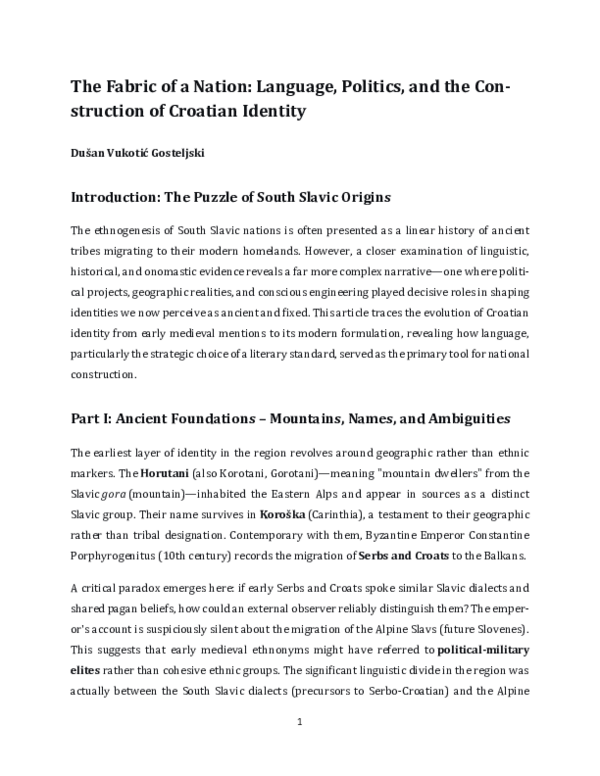 (PDF) The Fabric of a Nation: Language, Politics, and the Construction of Croatian Identity