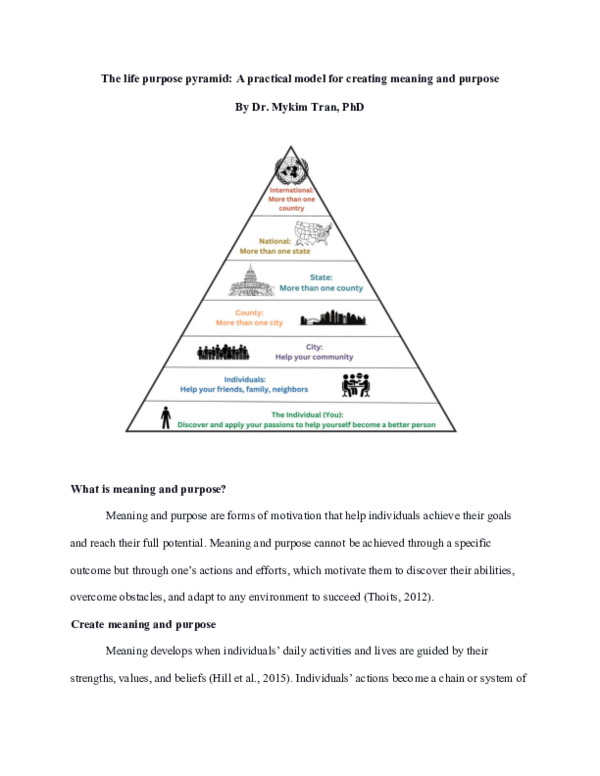 (PDF) The life purpose pyramid: A practical model for creating meaning ...