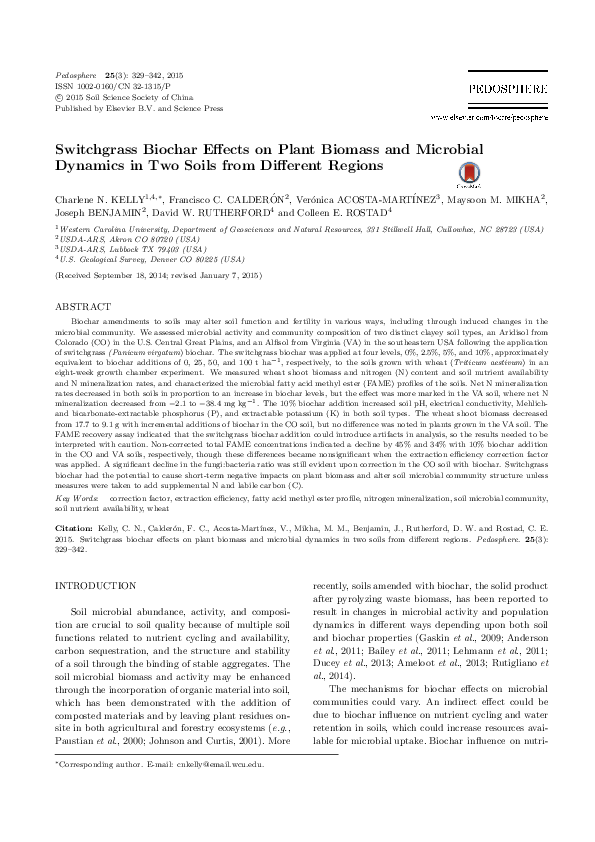 (PDF) Switchgrass Biochar Effects on Plant Biomass and Microbial ...
