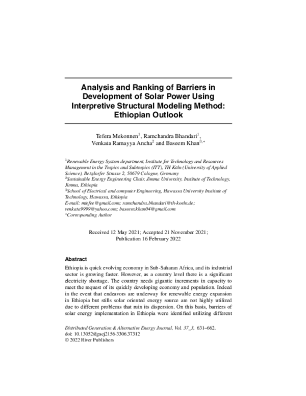 (PDF) Analysis and Ranking of Barriers in Development of Solar Power ...