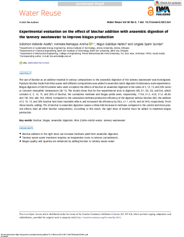 (PDF) Experimental evaluation on the effect of biochar addition with ...