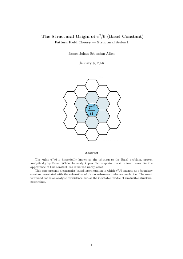 (PDF) The Structural Origin of π 2 /6 (Basel Constant) Pattern Field ...