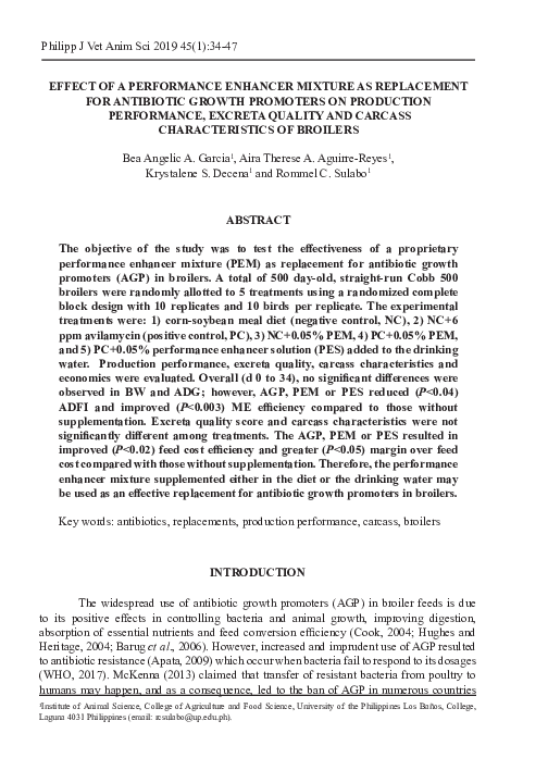 (PDF) Effect of a performance enhancer mixture as replacement for ...