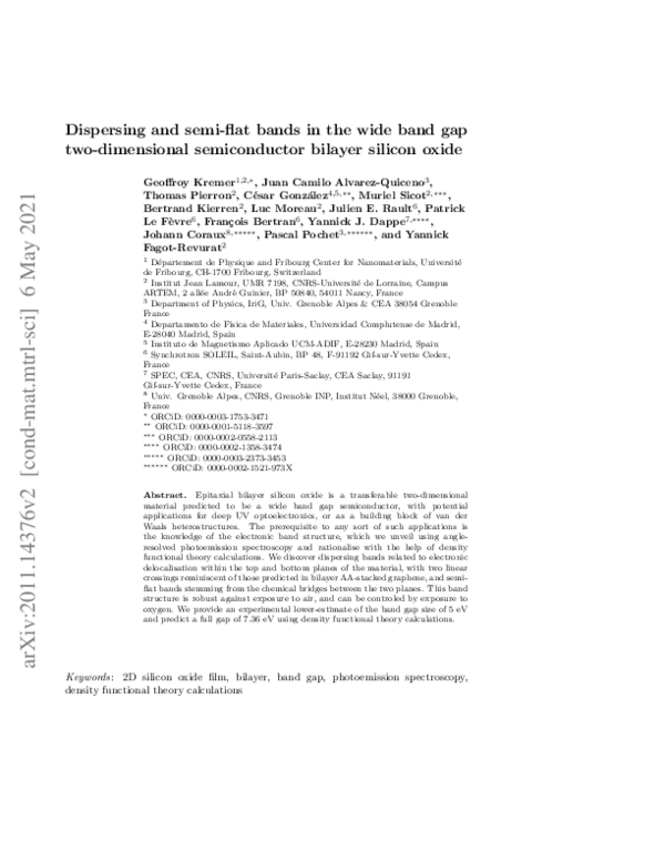 (PDF) Dispersing and semi-flat bands in the wide band gap two ...