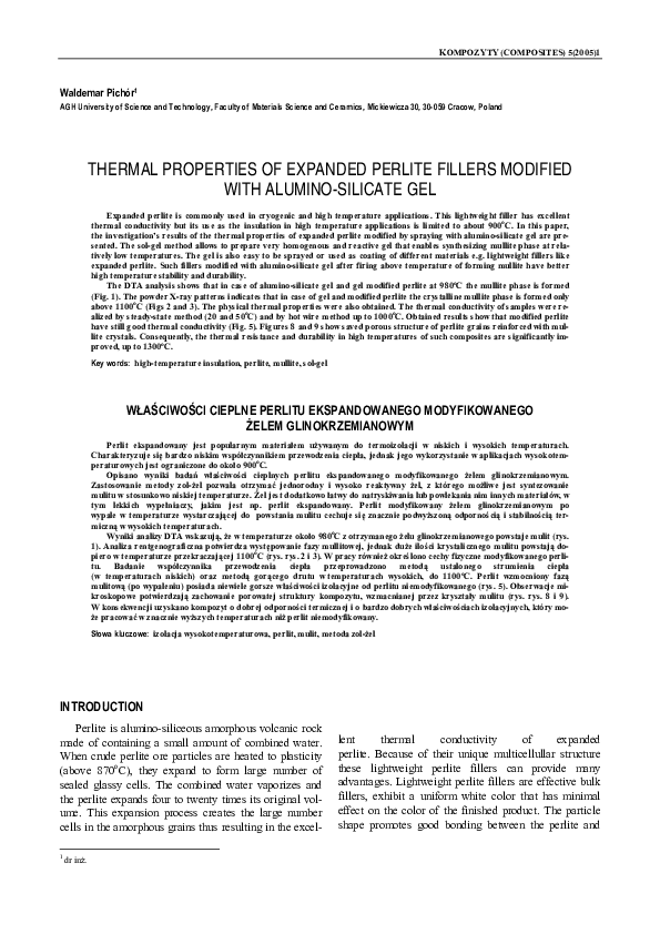 (PDF) Thermal properties of expanded perlite fillers modified with ...